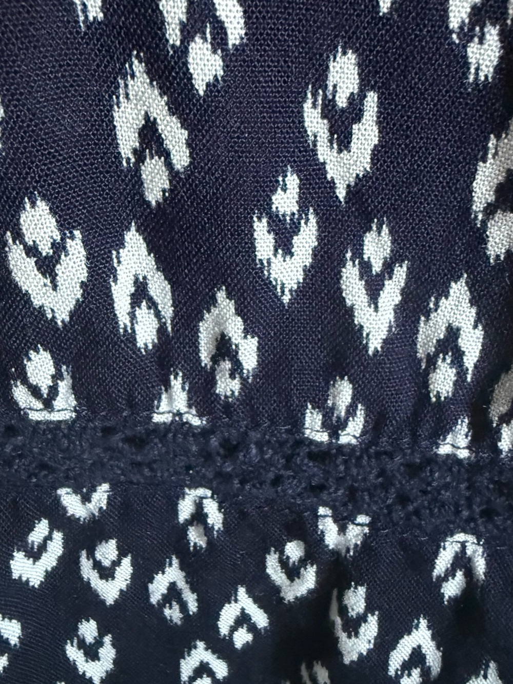 THML Navy Coral Geometric Boho Tassel Tie Balloon Sleeve Blouse - Picture 5 of 11